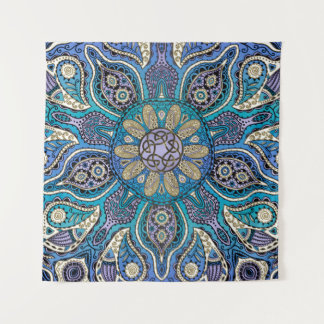 Blue Green Purple Celtic Mandala Wall Tapestry