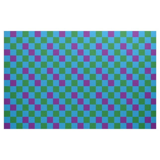 Blue Green Purple Chequered Pattern Design  Fabric (Fat Quarter)