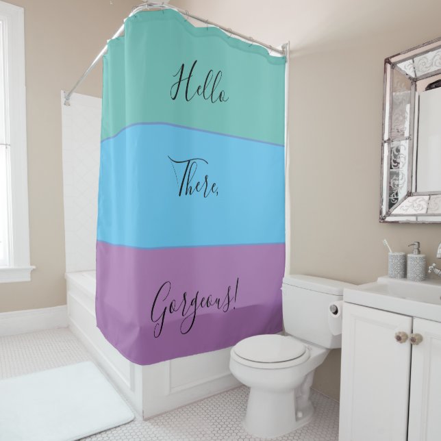 Blue Green Purple Choose Your Colours Personalised Shower Curtain (In Situ)