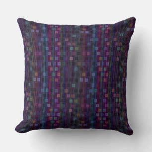 Blue, green, purple, pink squares with stripes cushion