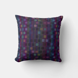 Blue, green, purple, pink squares with stripes cushion
