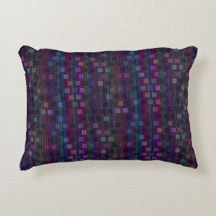 Blue, green, purple, pink squares with stripes decorative cushion