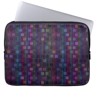 Blue, green, purple, pink squares with stripes laptop sleeve