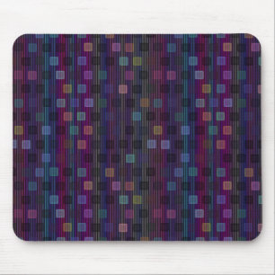 Blue, green, purple, pink squares with stripes mouse mat
