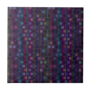 Blue, green, purple, pink squares with stripes tile