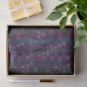 Blue, green, purple, pink squares with stripes tissue paper