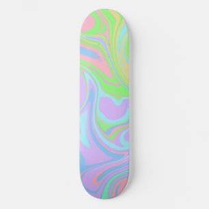 Blue Green Purple Pink Swirl Abstract Design Skateboard