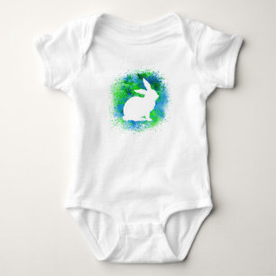 Blue Green Rabbit Baby Bodysuit