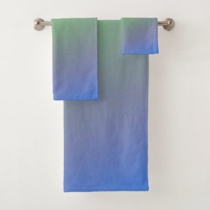 Blue green rainbow abstract texture pattern art  t bath towel set