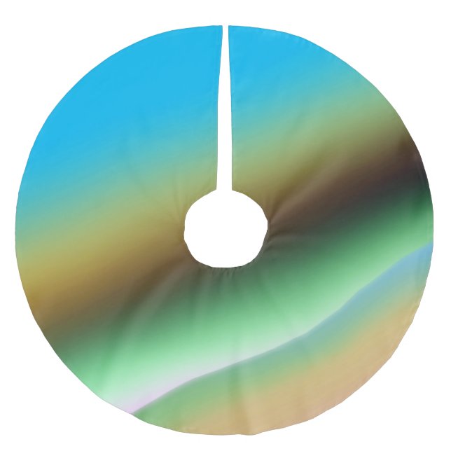 Blue green rainbow abstract texture pattern art  t brushed polyester tree skirt (Front)