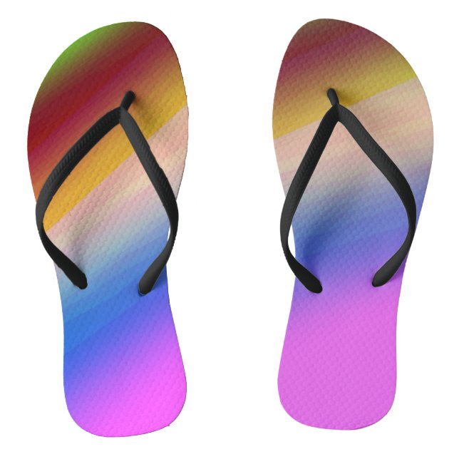 Blue green rainbow abstract texture pattern art  t flip flops (Footbed)