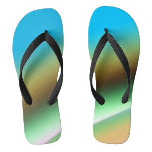 Blue green rainbow abstract texture pattern art  t flip flops