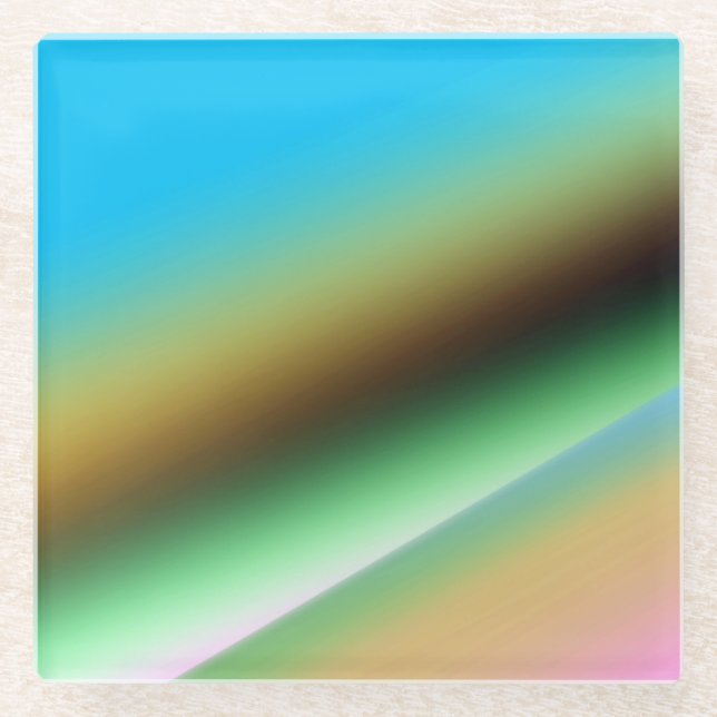 Blue green rainbow abstract texture pattern art  t glass coaster (Front)