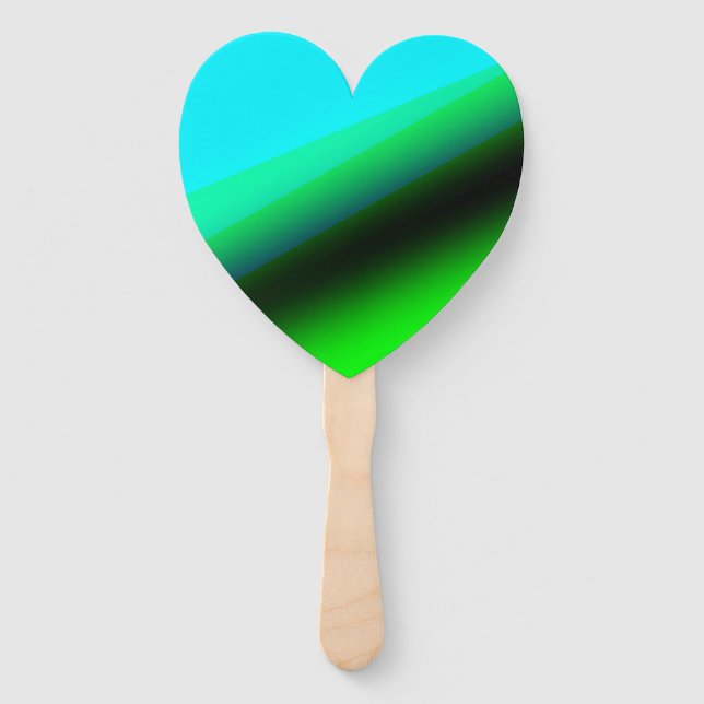 Blue green rainbow abstract texture pattern art  t hand fan (Front)