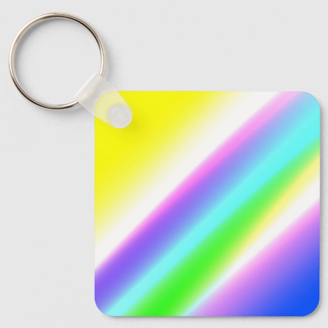 Blue green rainbow abstract texture pattern art  t key ring (Front)