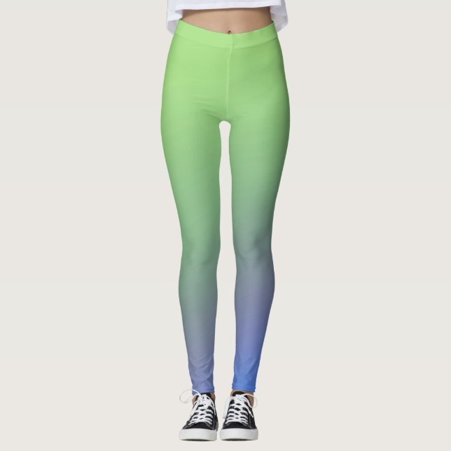 Blue green rainbow abstract texture pattern art  t leggings (Front)