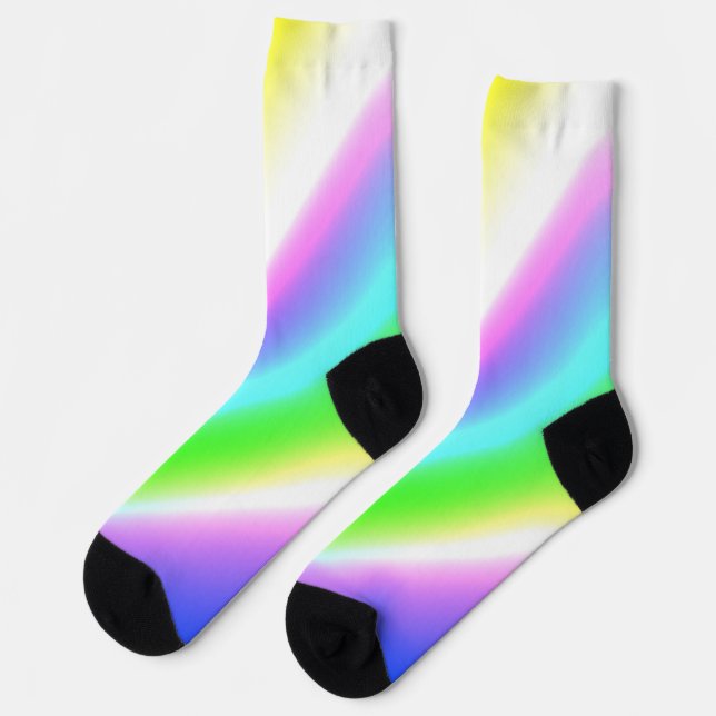Blue green rainbow abstract texture pattern art  t socks (Left)