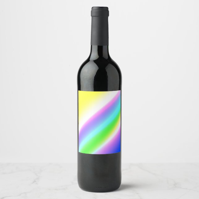 Blue green rainbow abstract texture pattern art  t wine label (Front)