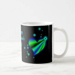 Blue Green Rainbow Heart with Stars Coffee Mug