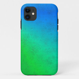 Blue Green Rainbow in Elephant Skin Leather Optik iPhone 11 Case