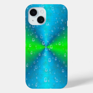 Blue Green Rainbow in Elephant Skin Leather Optik iPhone 15 Case