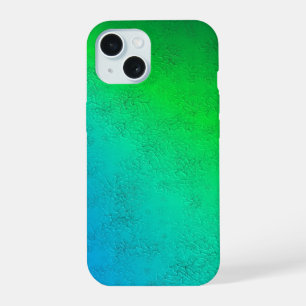 Blue Green Rainbow in Elephant Skin Leather Optik iPhone 15 Case