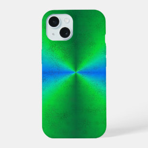 Blue Green Rainbow in Elephant Skin Leather Optik iPhone 15 Case