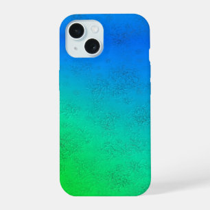 Blue Green Rainbow in Elephant Skin Leather Optik iPhone 15 Case