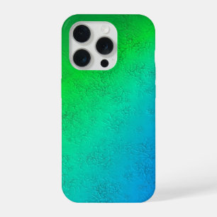 Blue Green Rainbow in Elephant Skin Leather Optik iPhone 15 Pro Case