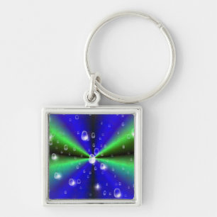 Blue Green Rainbow in Elephant Skin Leather Optik Key Ring