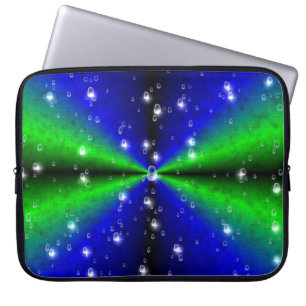 Blue Green Rainbow in Elephant Skin Leather Optik Laptop Sleeve
