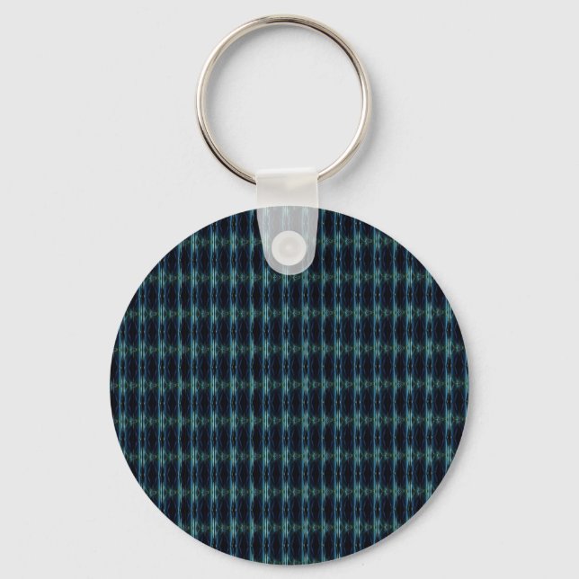 Blue Green Rainbow Stars , Artdeco Pattern Key Ring (Front)