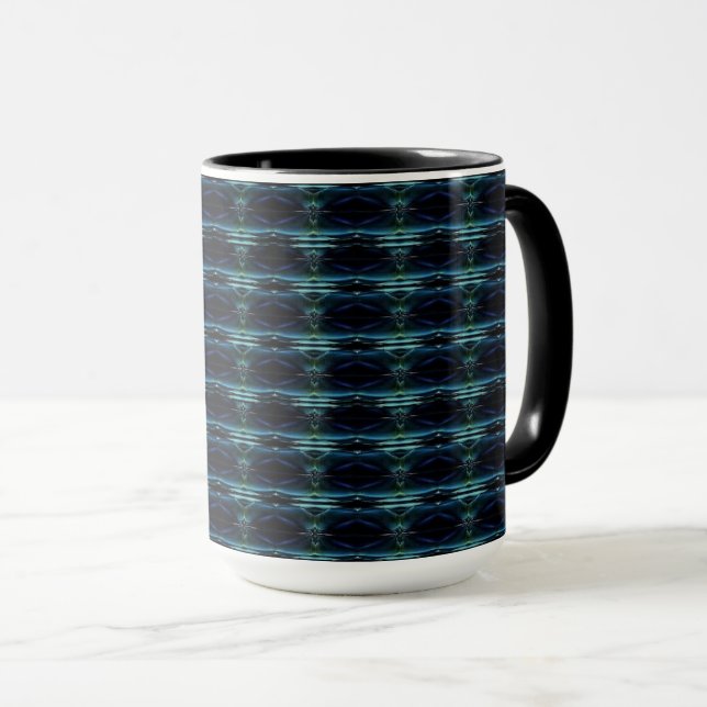 Blue Green Rainbow Stars , Artdeco Pattern Mug (Front Right)