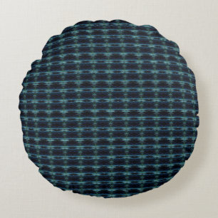 Blue Green Rainbow Stars , Artdeco Pattern Round Cushion