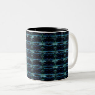Blue Green Rainbow Stars , Artdeco Pattern Two-Tone Coffee Mug