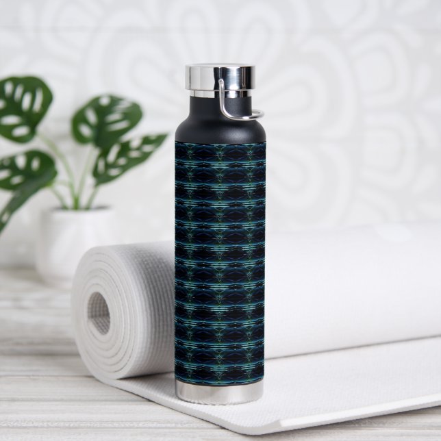 Blue Green Rainbow Stars , Artdeco Pattern Water Bottle (Yoga)