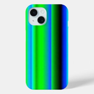 Blue Green Rainbow Stripes iPhone 15 Case