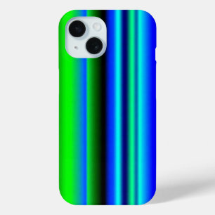 Blue Green Rainbow Stripes iPhone 15 Case