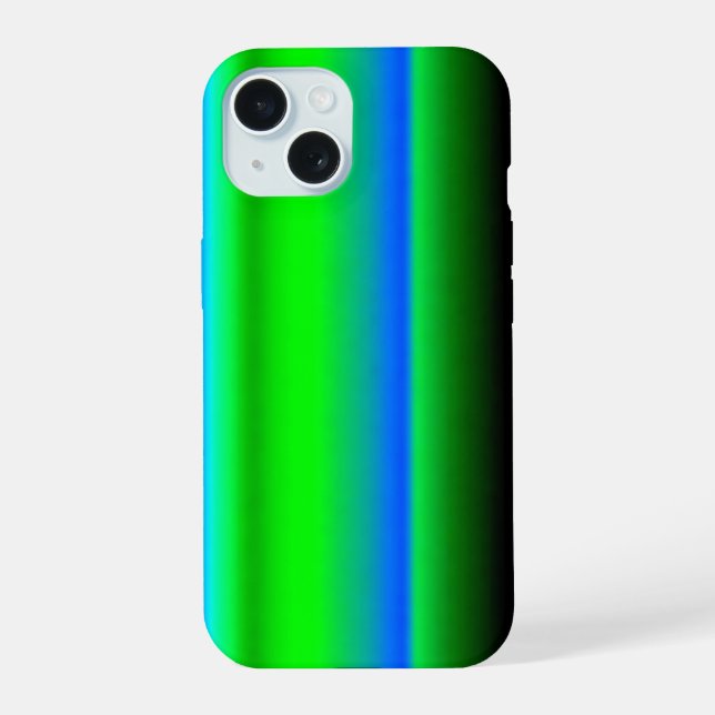 Blue Green Rainbow Stripes iPhone 15 Case (Back)