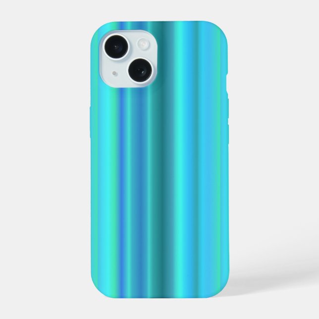 Blue Green Rainbow Stripes iPhone 15 Case (Back)
