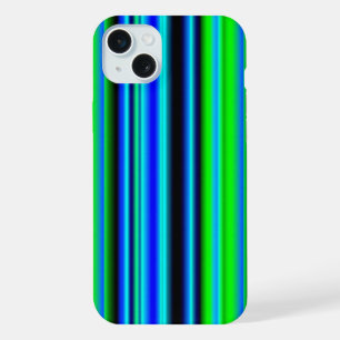 Blue Green Rainbow Stripes iPhone 15 Plus Case