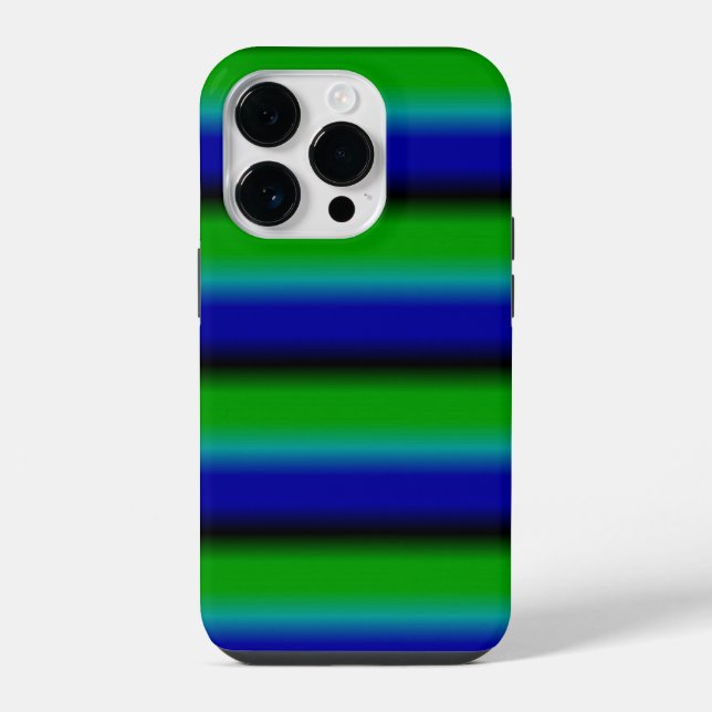 Blue Green Rainbow Stripes iPhone Case (Back)