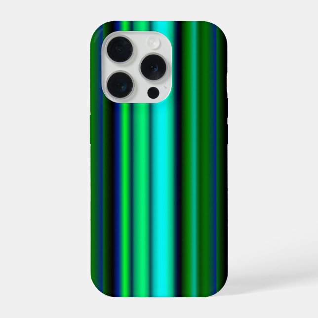 Blue Green Rainbow Stripes iPhone Case (Back)