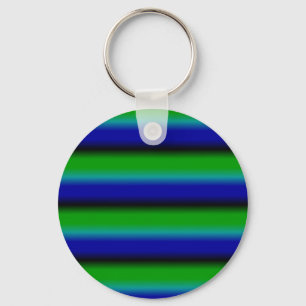 Blue Green Rainbow Stripes Key Ring