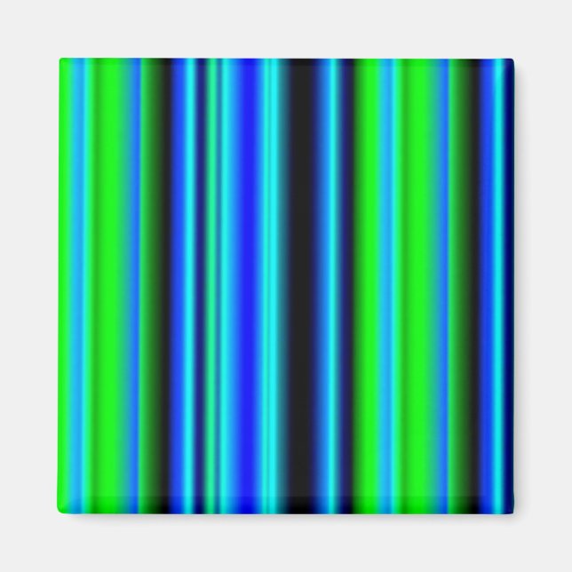 Blue Green Rainbow Stripes Magnet (Front)