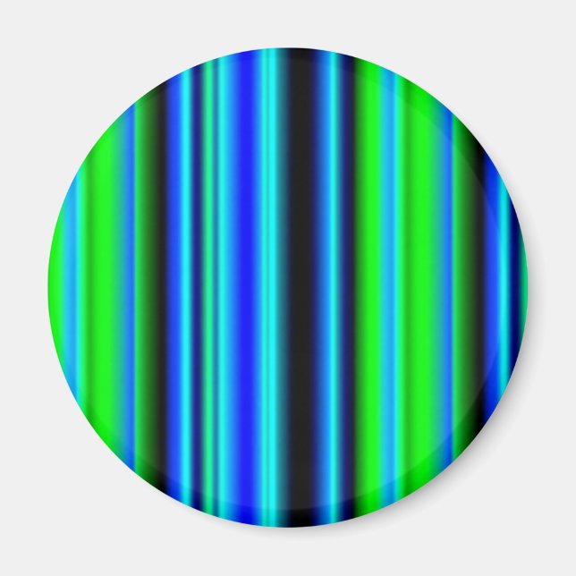 Blue Green Rainbow Stripes Magnet (Front)