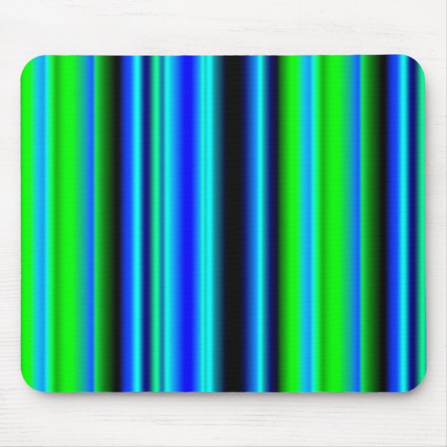 Blue Green Rainbow Stripes Mouse Mat (Front)