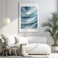 Blue Green Raindrops Abstract Watercolor Poster