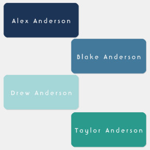 Blue Green Rectangle Clothing Kid's Labels