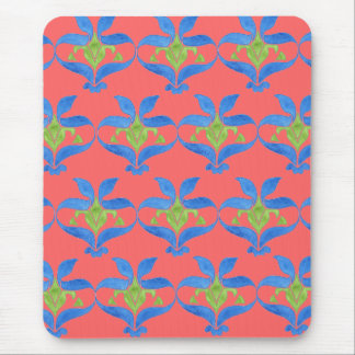 Blue, Green, Red Art Nouveau Pattern Mousepad